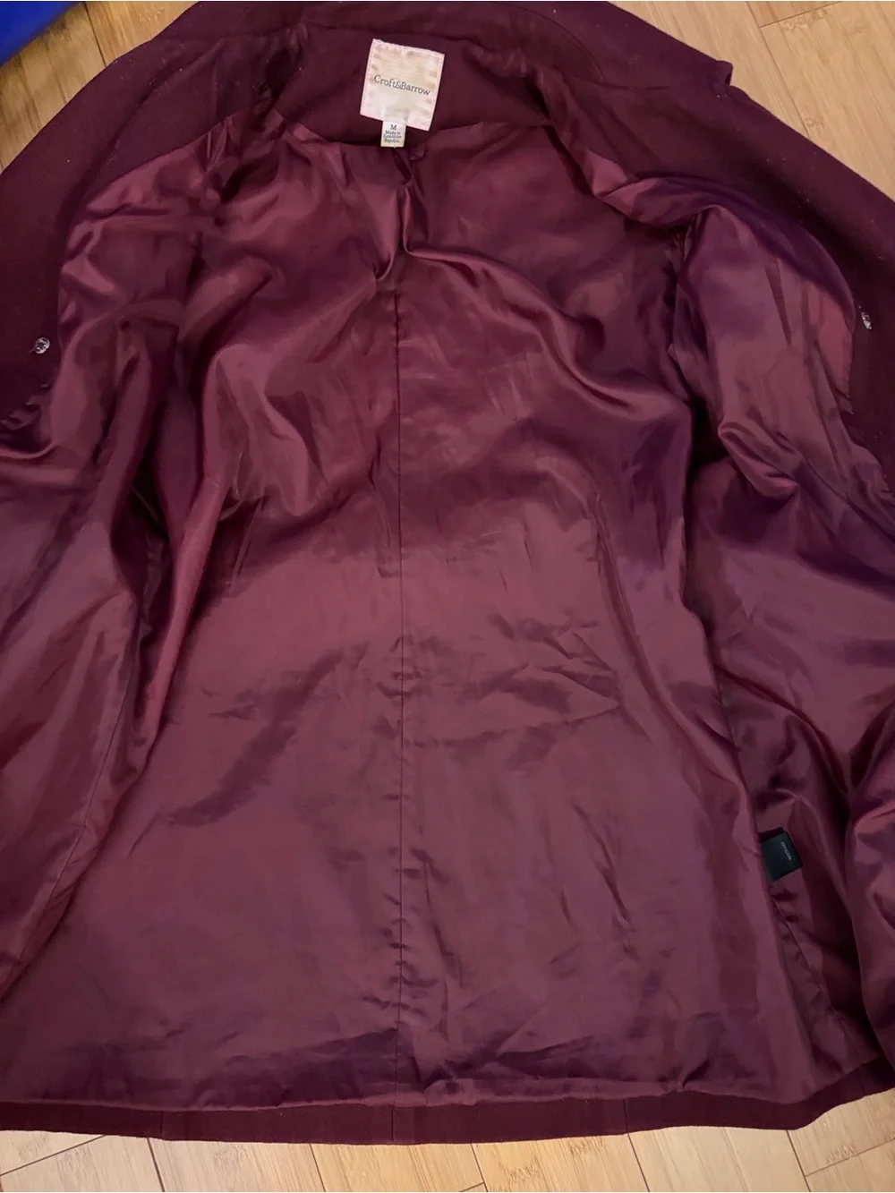 croft & barrow Burgundy Double-Breasted Pea Coat with Tie Belt